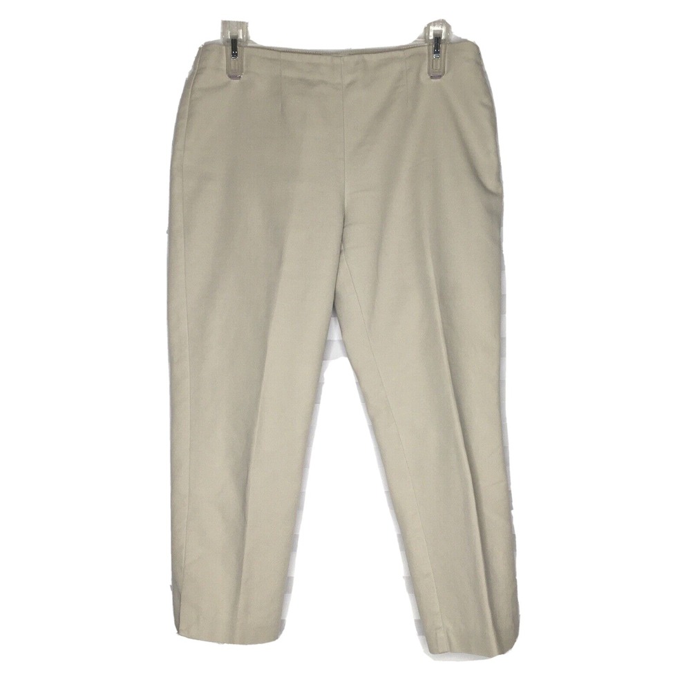 So Slimming By Chicos Womens Cropped Pants Size 00‎ Beige Side Zip